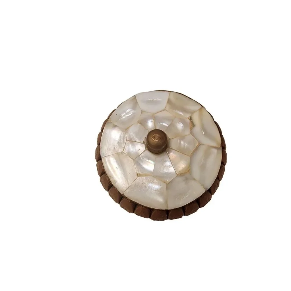 #7695 Brass Trinket box with Mother of Pearl Lid 3.5 wide